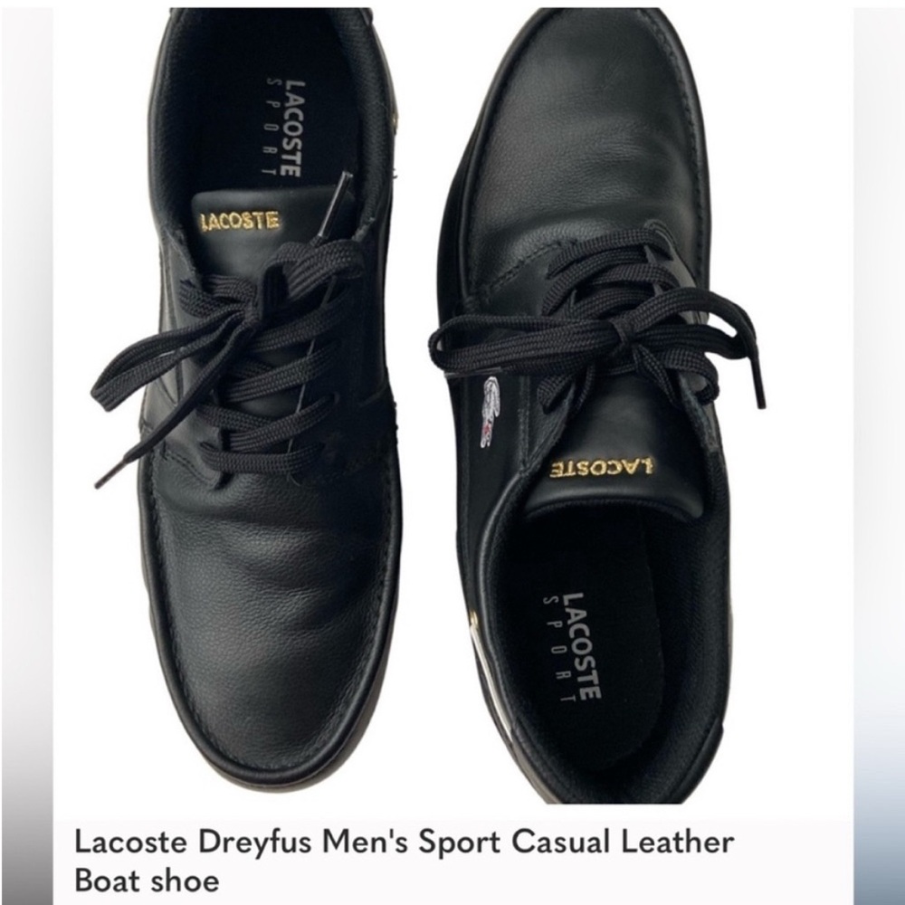 Lacoste Dreyfus AP black leather w/white trim men size 9 - Picture 6 of 7